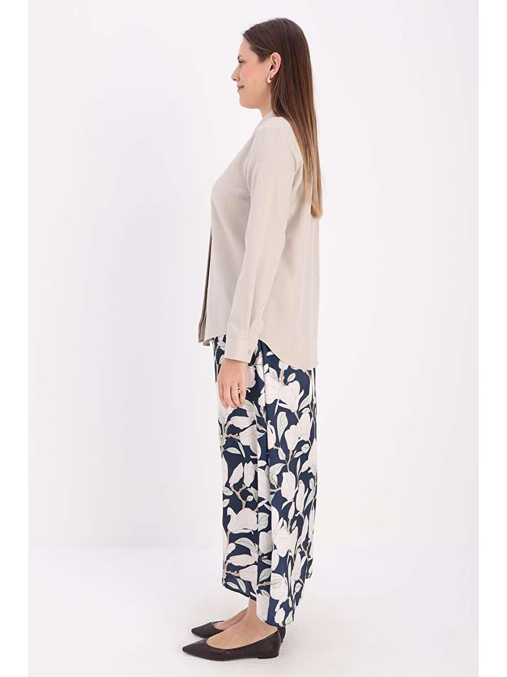 Bej Pamuklu Gizli Patlı Gömlek-2