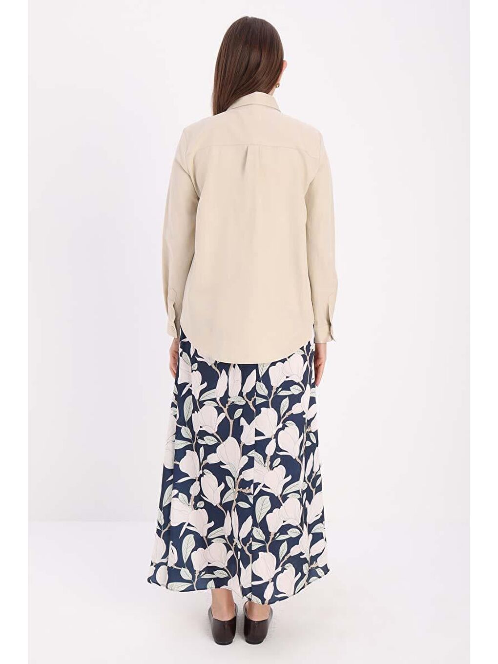 Bej Pamuklu Gizli Patlı Gömlek-3