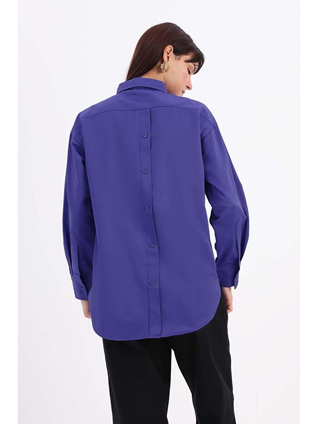 Mor Önden Ve Arkadan Düğmeli Gömlek-4