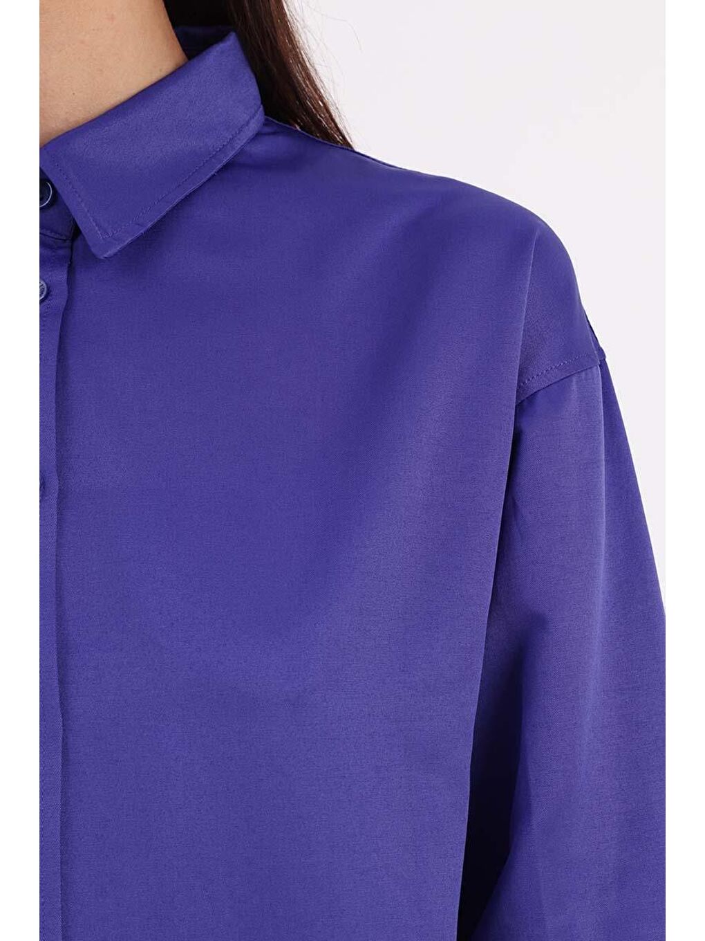 Mor Önden Ve Arkadan Düğmeli Gömlek-5