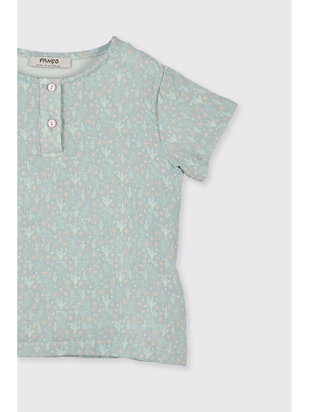 Yeşil Kız Çocuk Deniz Altı Desenli Mint Pijama Takımı-4