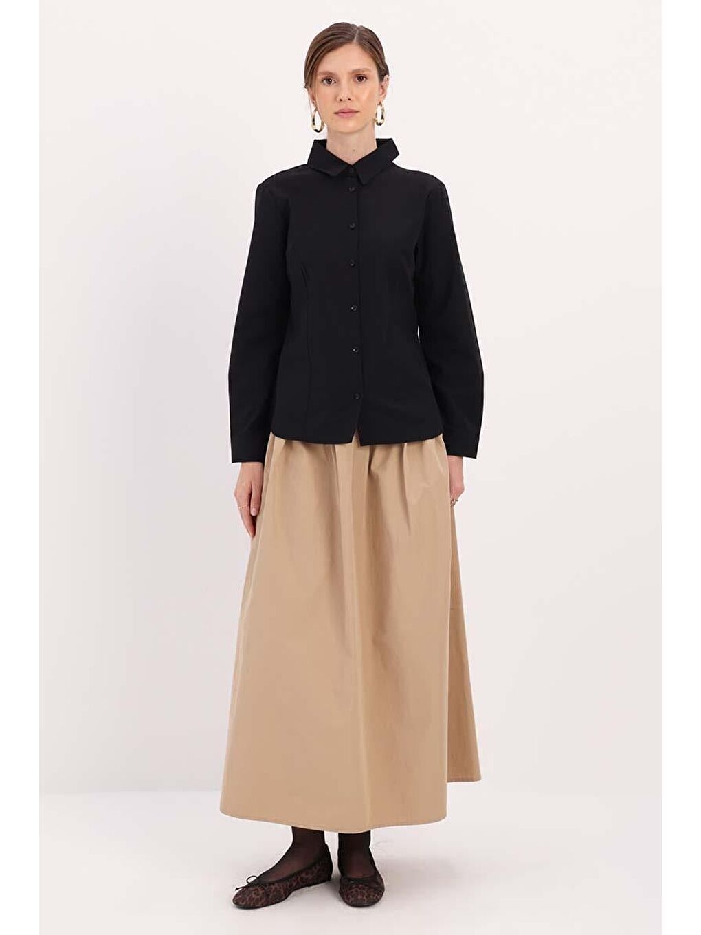 Siyah Pensli Regular Fit Basic Gömlek-1