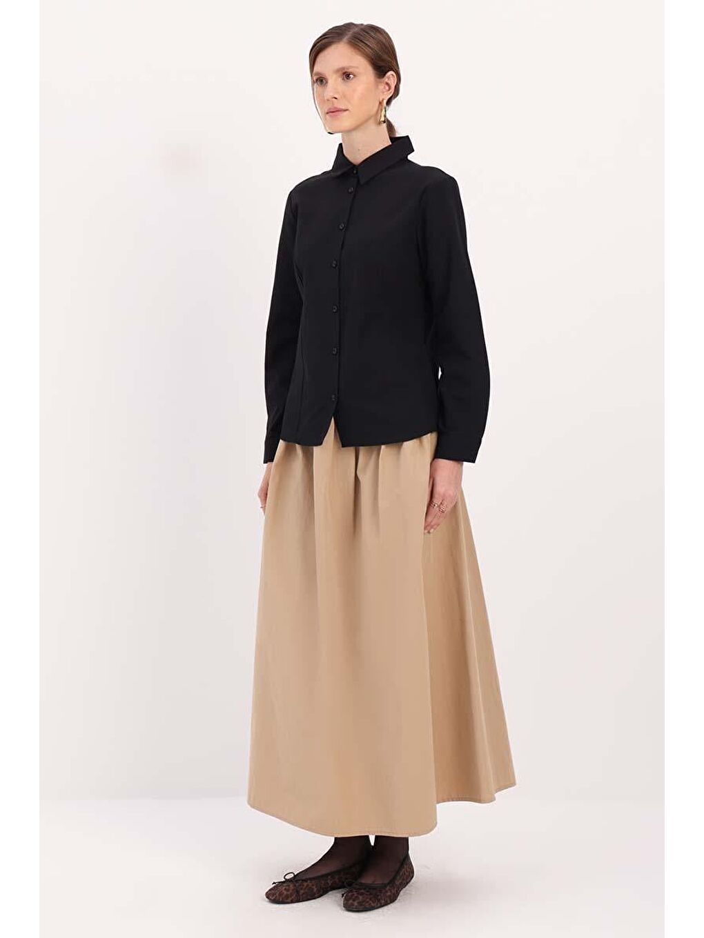 Siyah Pensli Regular Fit Basic Gömlek-2