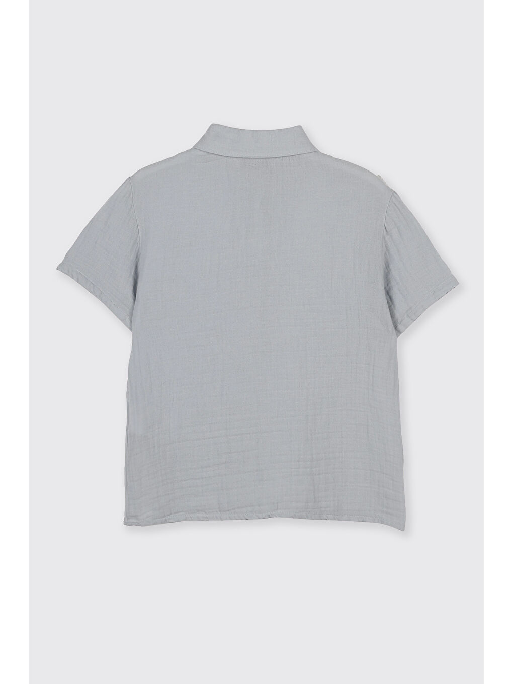 Kız Çocuk Nakış Detaylı Müslin Mavi Gömlek-1