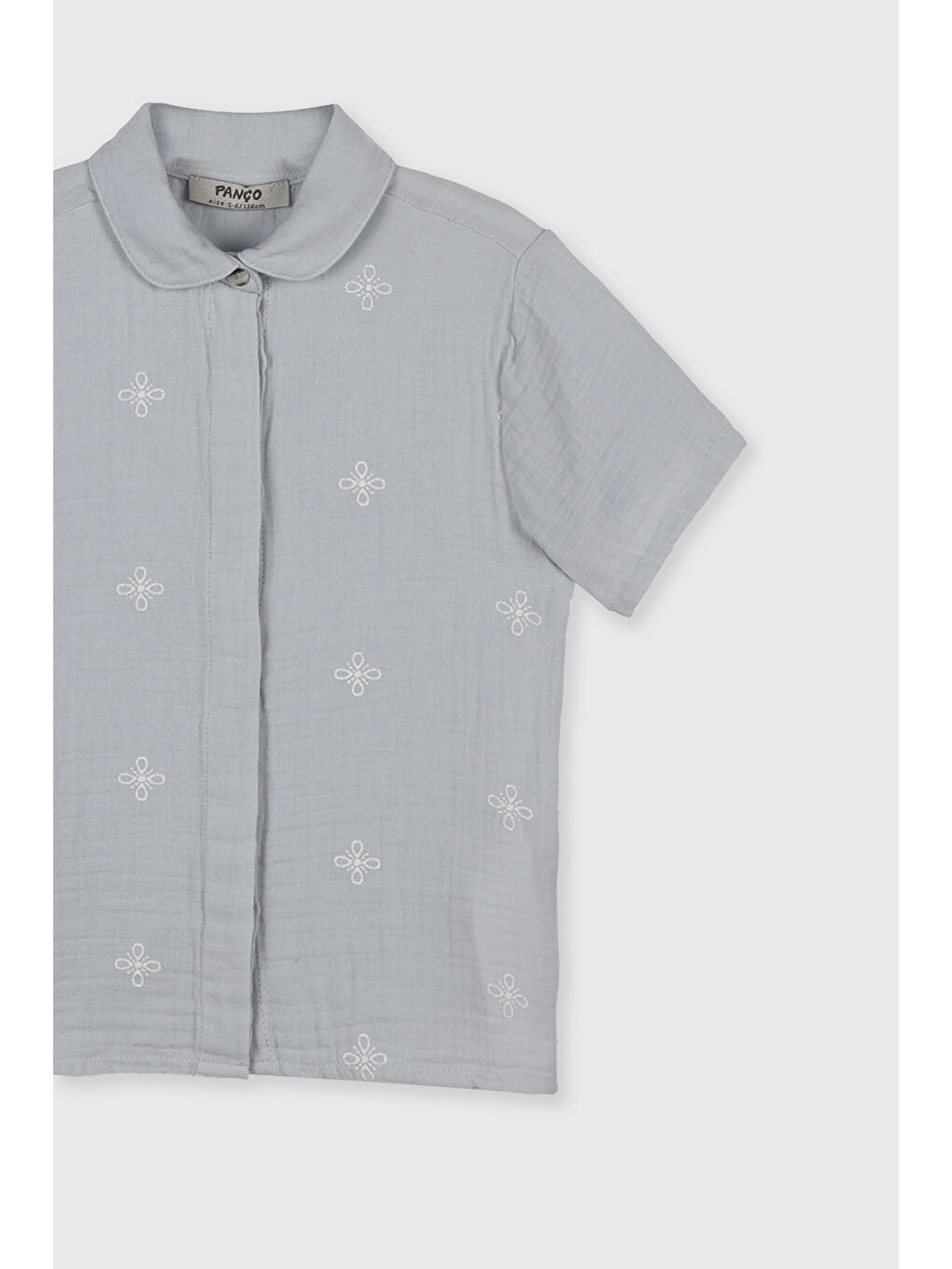 Kız Çocuk Nakış Detaylı Müslin Mavi Gömlek-2