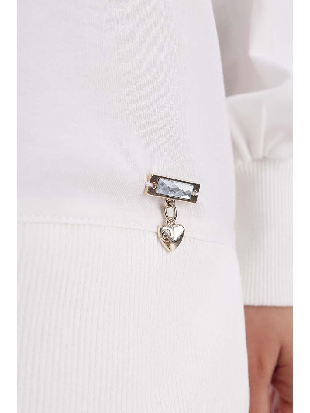 Ekru-Pamuklu Yandan Yırtmaçlı Elastanlı Sweat-5