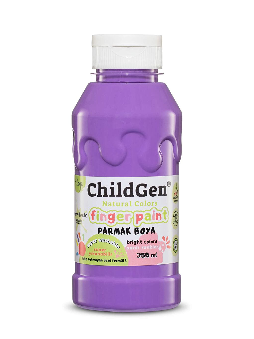 ChildGen Mor Süper Yıkanabilir Parmak Boya 350ml - Mor - 1