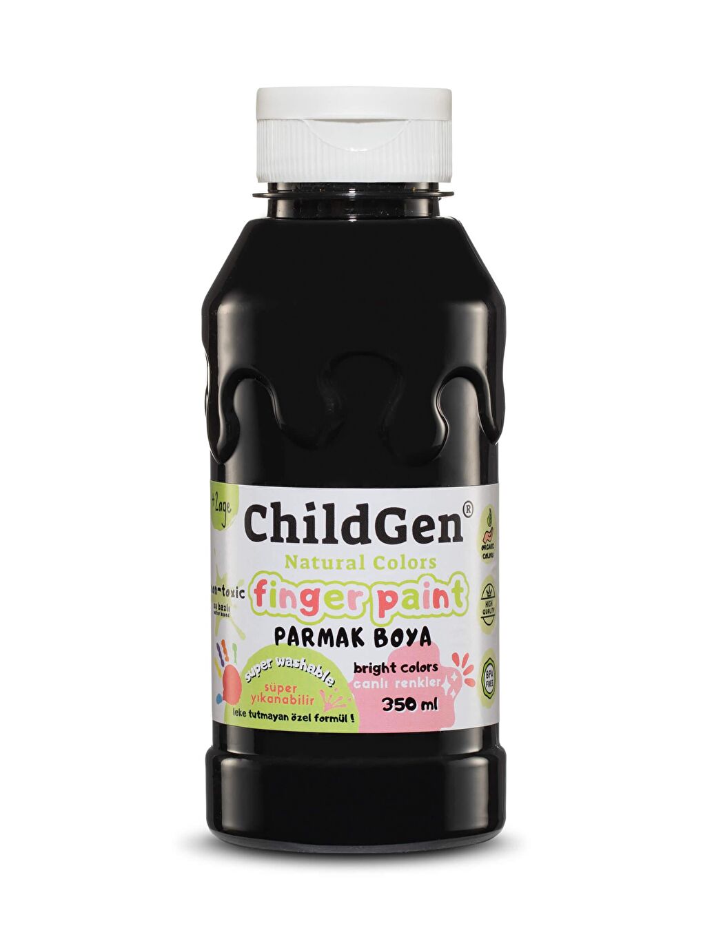 ChildGen Siyah Süper Yıkanabilir Parmak Boya 350ml - Siyah - 1