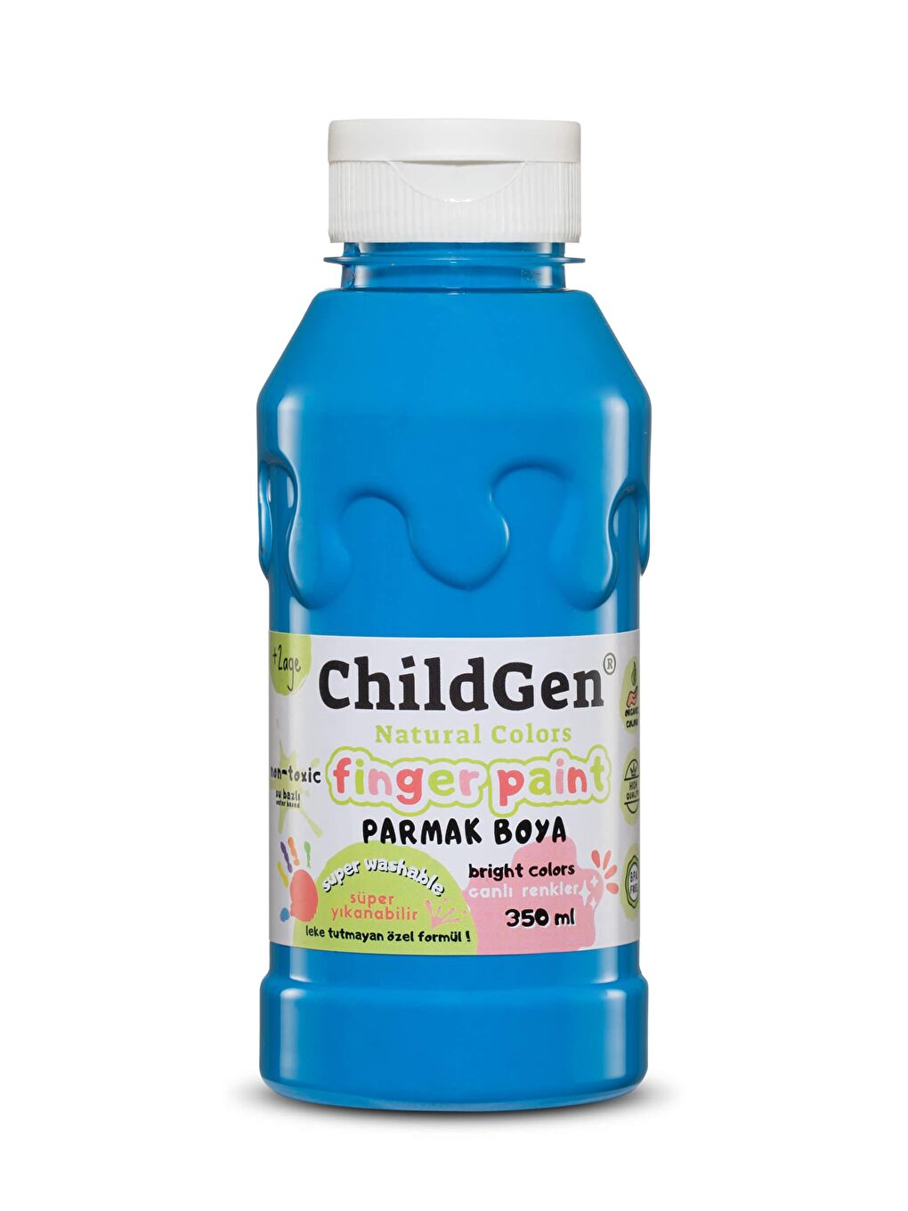 ChildGen Mavi Süper Yıkanabilir Parmak Boya 350ml - Mavi - 1