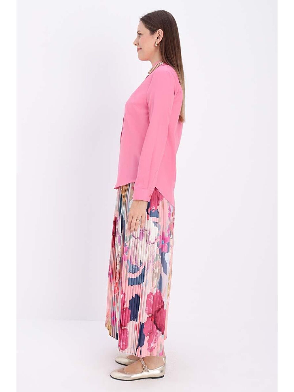 Pembe Pamuklu Gizli Patlı Gömlek-2