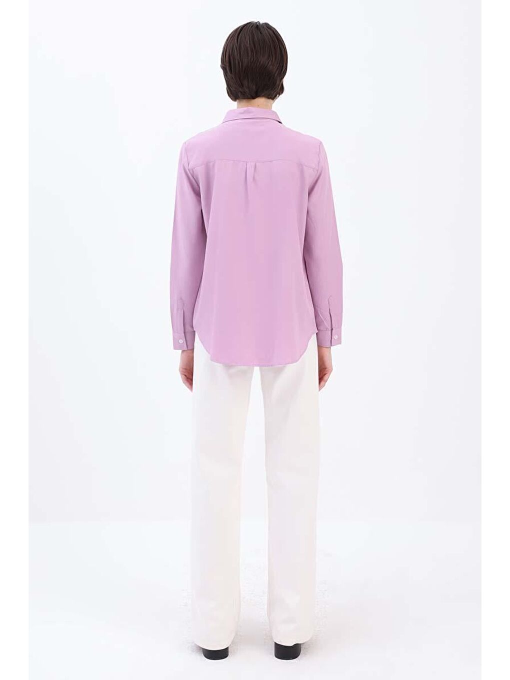 Lila Pamuklu Gizli Patlı Gömlek-2