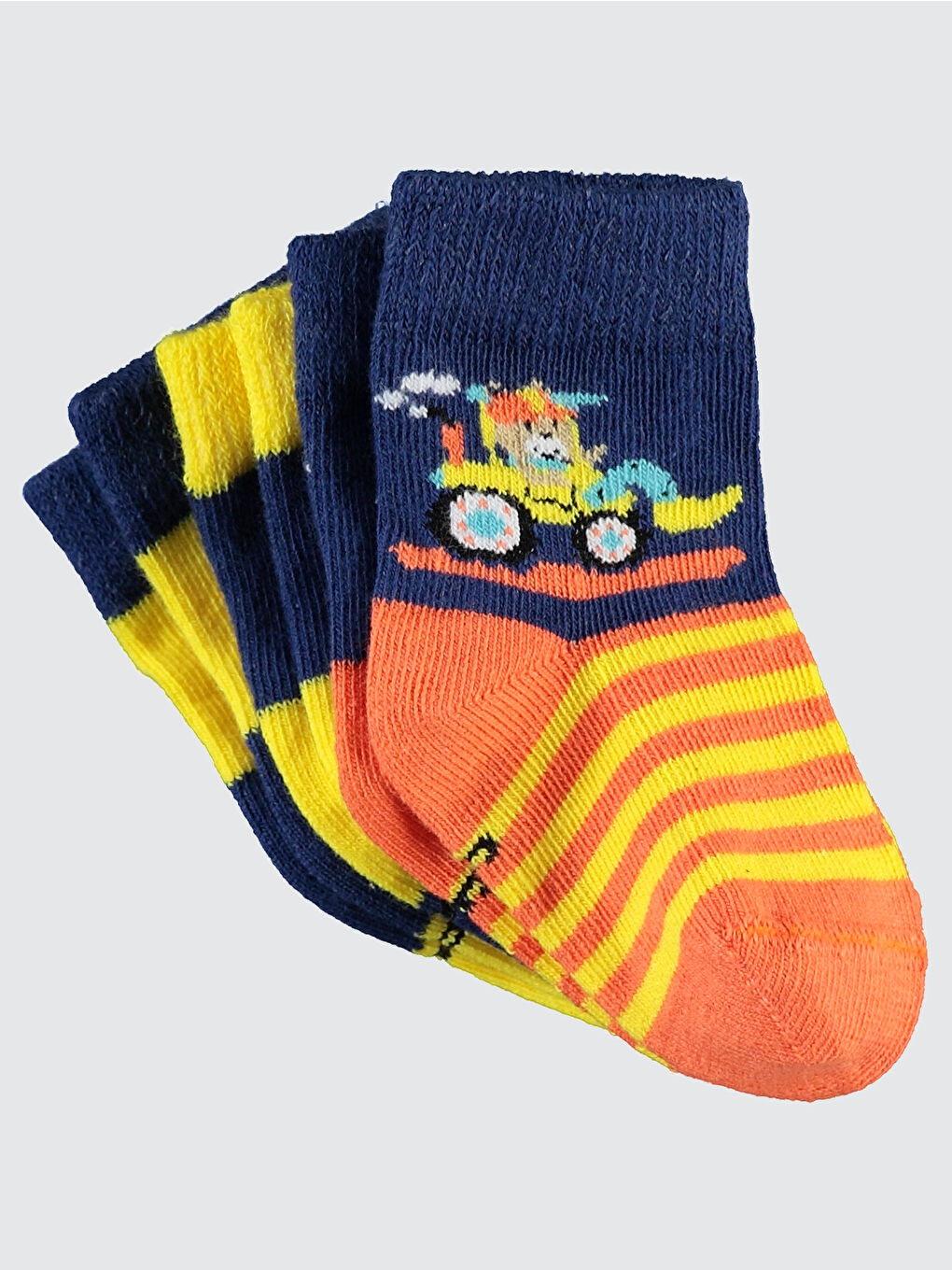 Erkek Bebek 3'lü Soket Çorap 6-18 Ay Sarı-1