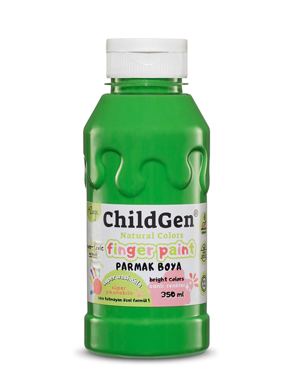 ChildGen Yeşil Süper Yıkanabilir Parmak Boya 350ml - Yeşil - 1