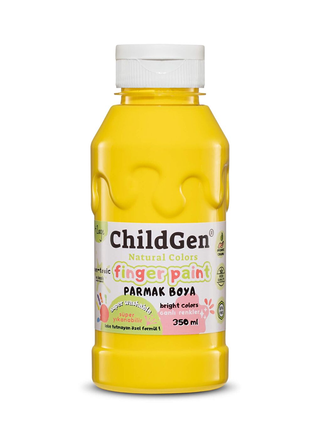 ChildGen Sarı Süper Yıkanabilir Parmak Boya 350ml - Sarı - 1