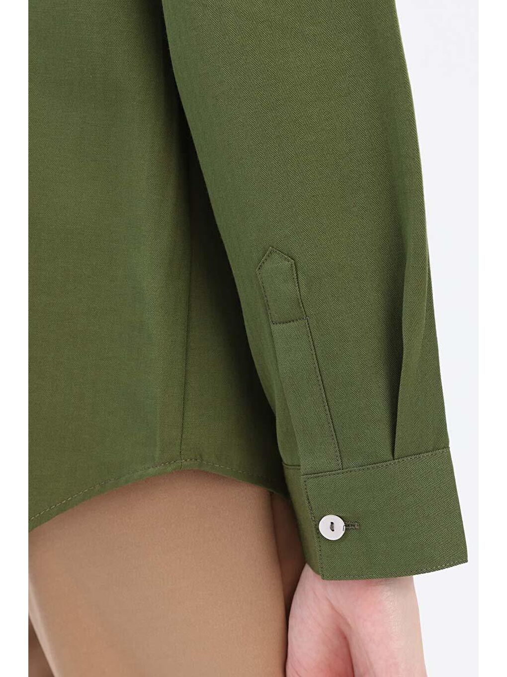 Haki Pamuklu Gizli Patlı Gömlek-4