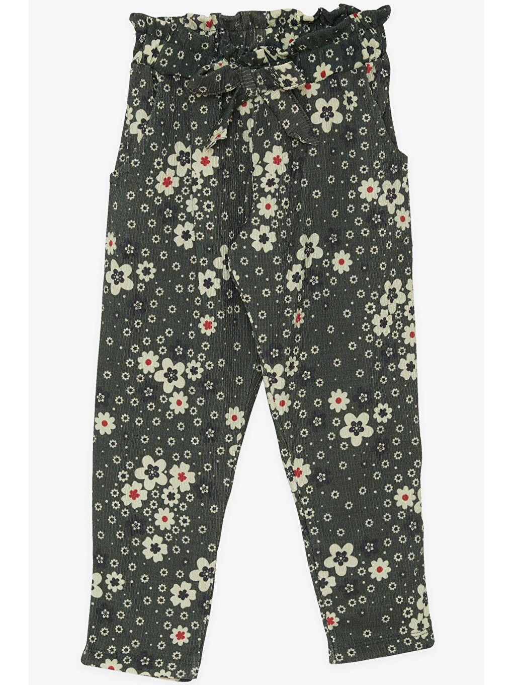 Kız Bebek Tayt Pantolon Fiyonklu Çiçekli Haki Yeşil (1.5 Yaş)-3