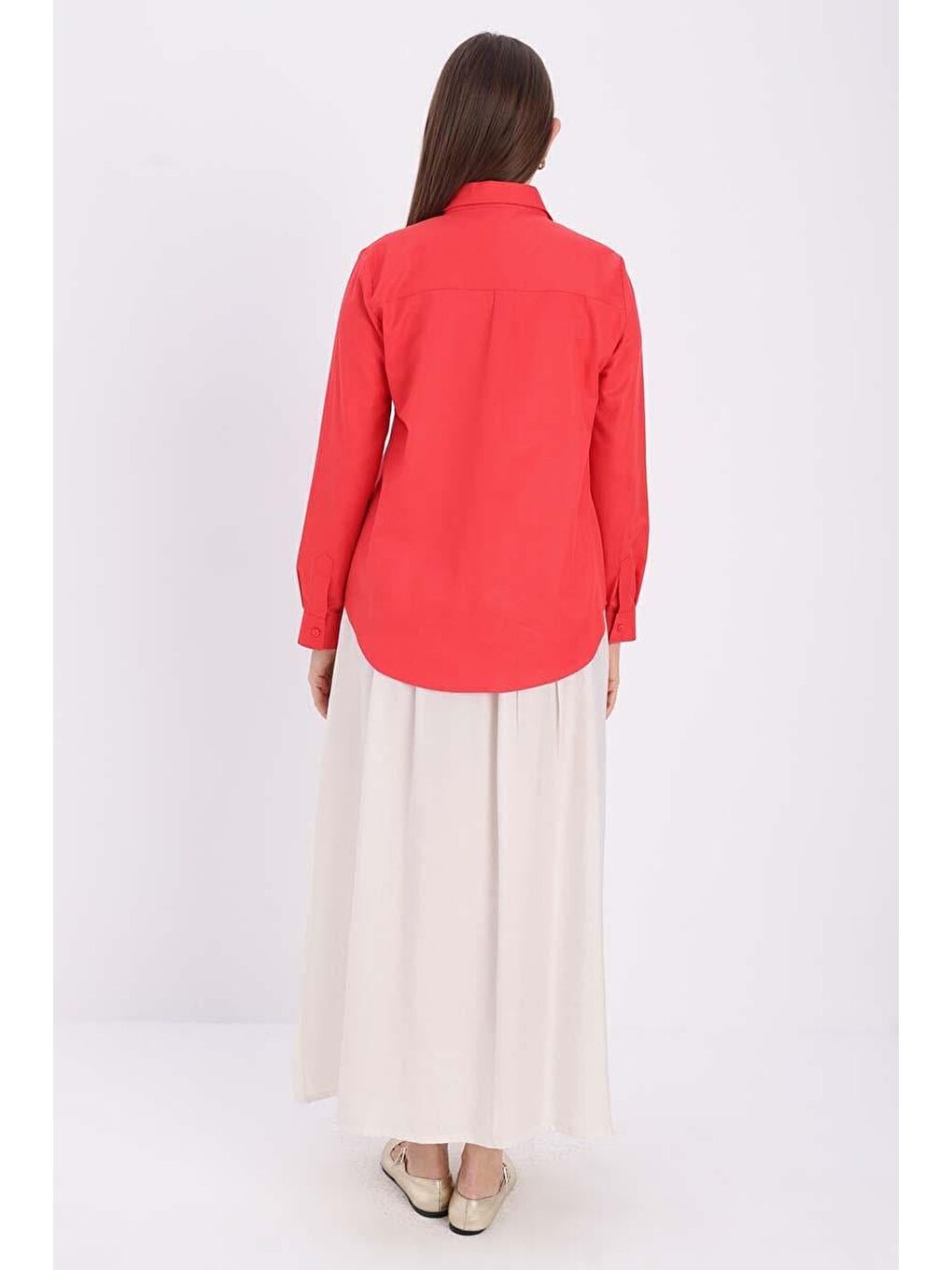 Kırmızı Pamuklu Gizli Patlı Gömlek-3