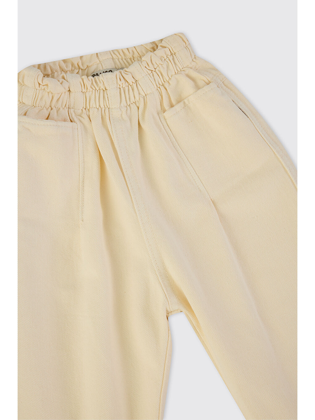 Ekru Kız Çocuk Beli Lastikli Krem Pantolon-2