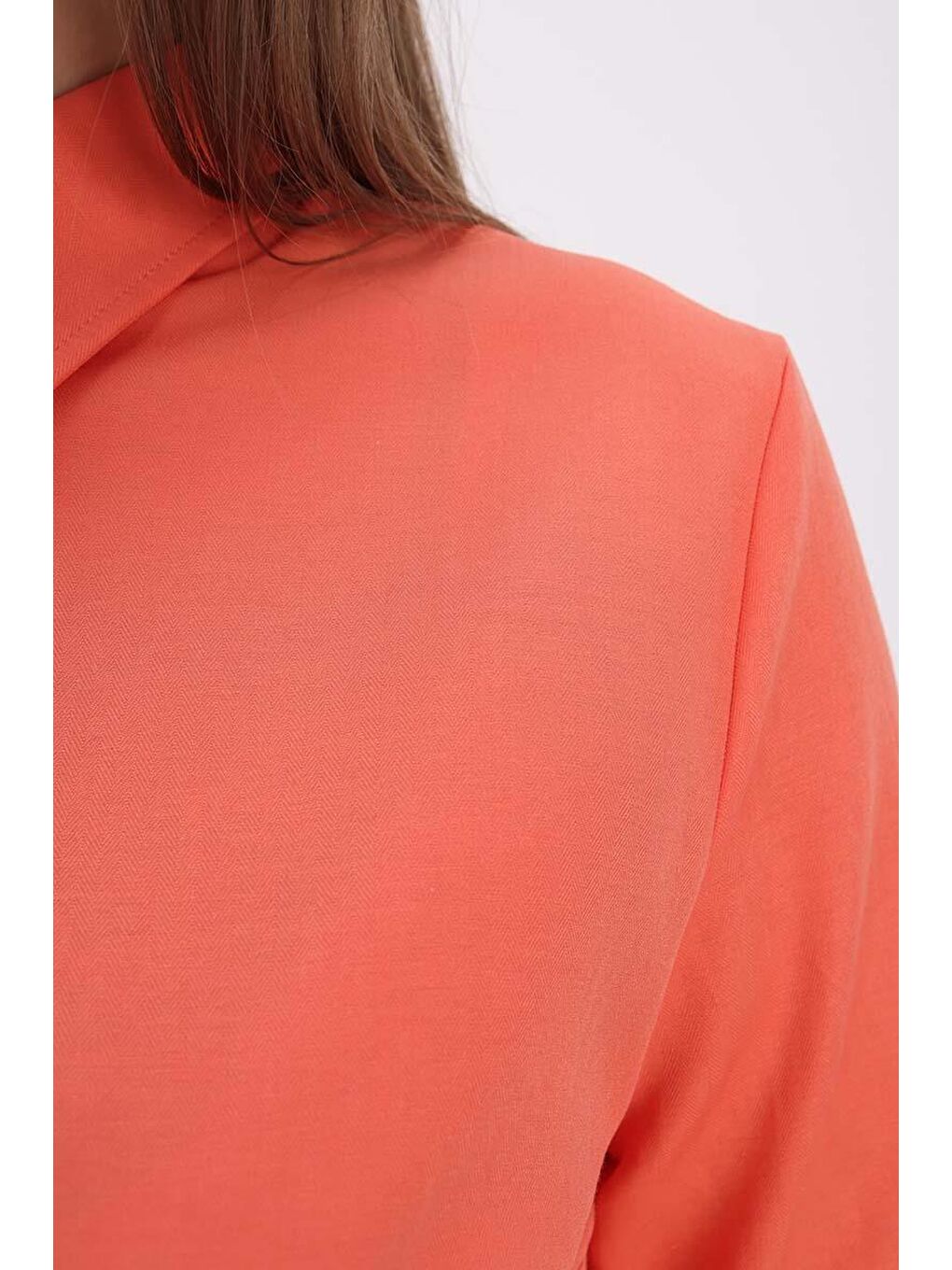 Turuncu Pamuklu Gizli Patlı Gömlek-4