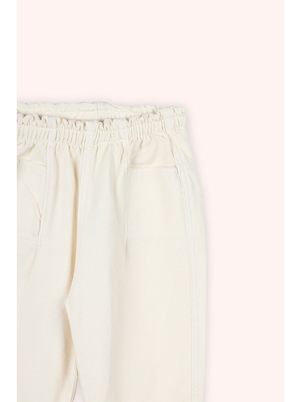 Kız Çocuk Beli Lastikli Bej Pantolon-1