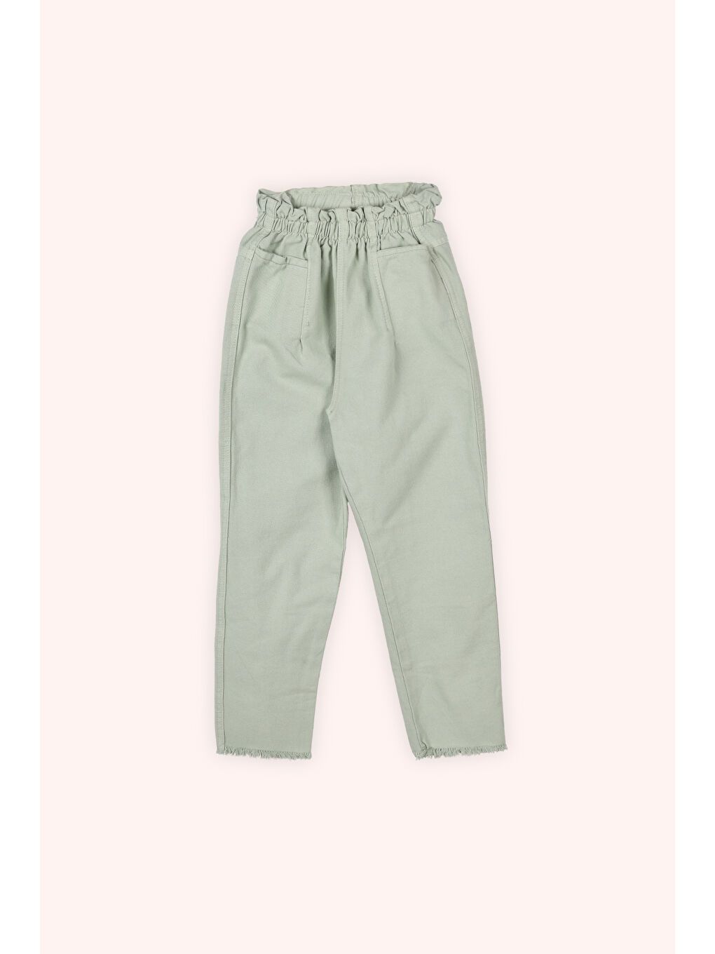 Kız Çocuk Beli Lastikli Çağla Yeşili Pantolon