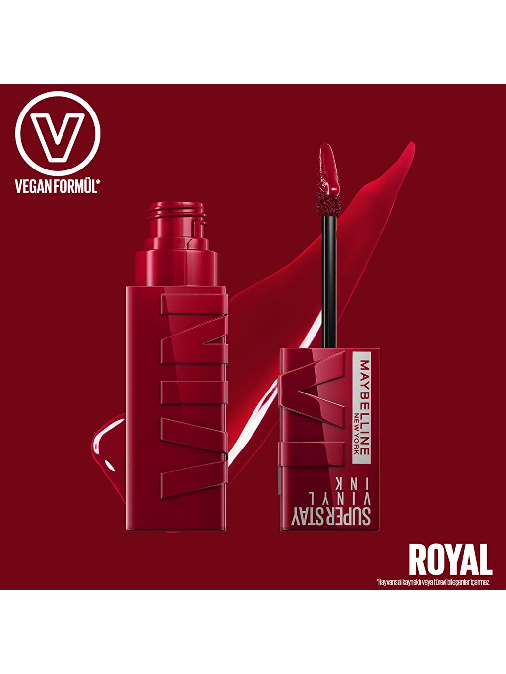 MAYBELLINE NEWYORK Kırmızı Super Stay Vinyl Ink Uzun Süre Kalıcı Likit Parlak Ruj 55 Royal - 5