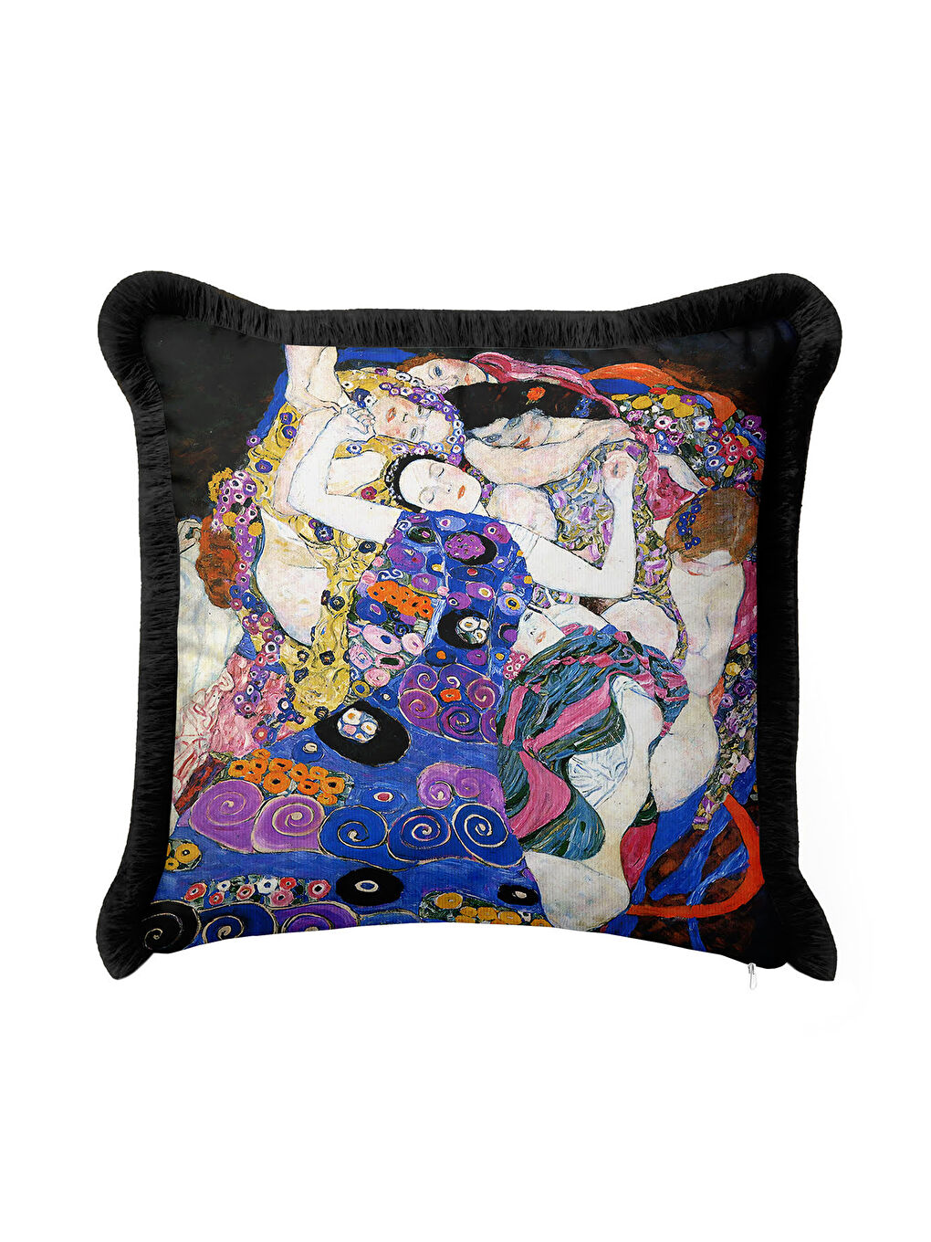 Karışık Sanatsal Lüks Saçaklı Yastık Kılıfı - Renkli Bohem Mor Saks Mavi Püsküllü Kırlent Kılıfı-2