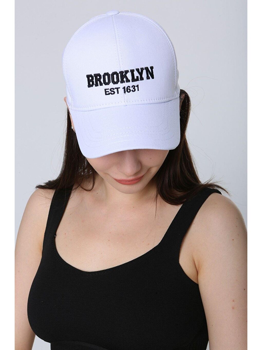 Unisex Beyaz Brooklyn Nakışlı Beyzbol Kep