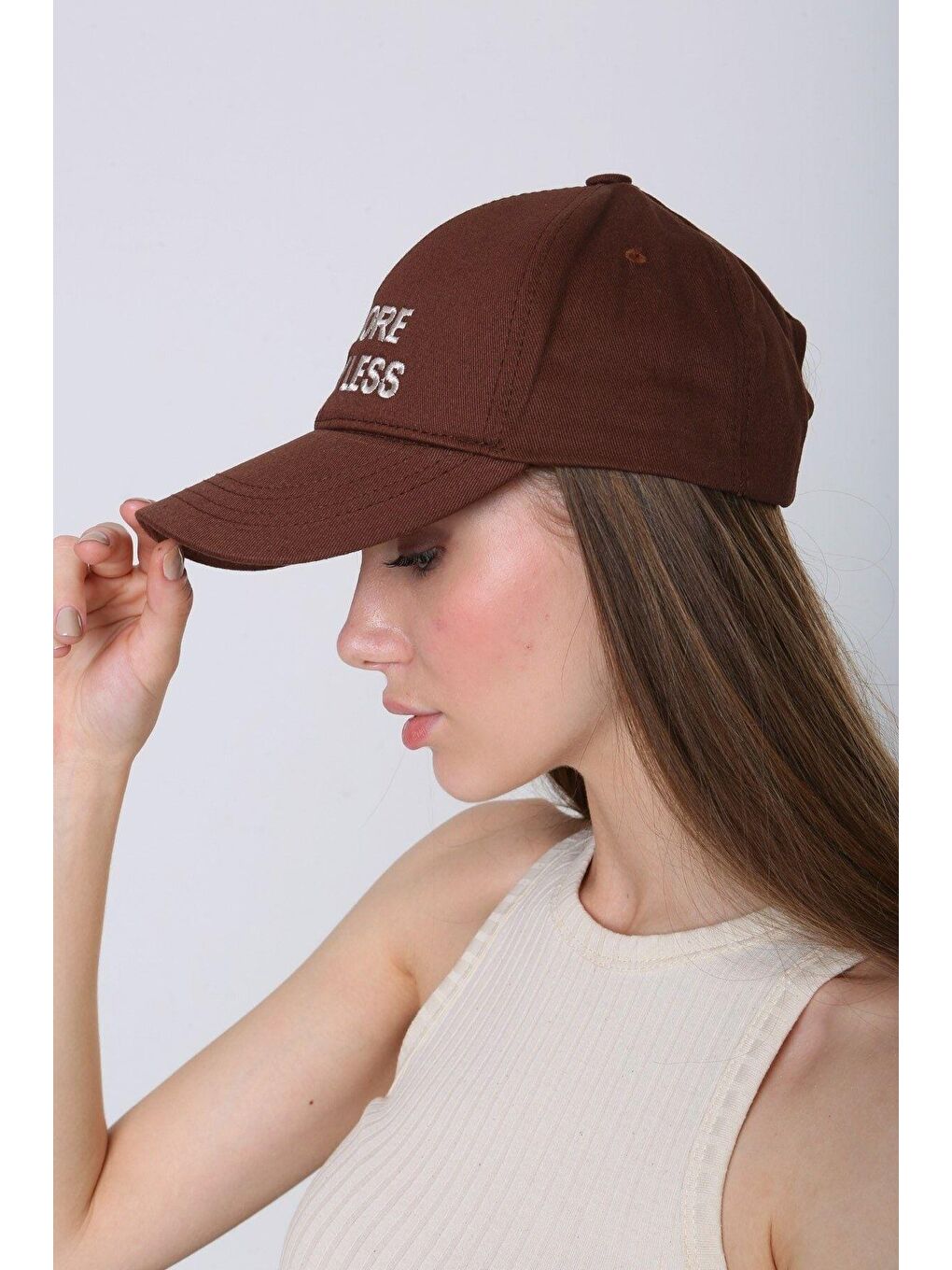 Kahverengi Unisex Kahve Live More Nakışlı Beyzbol Kep Şapka Spk94-5