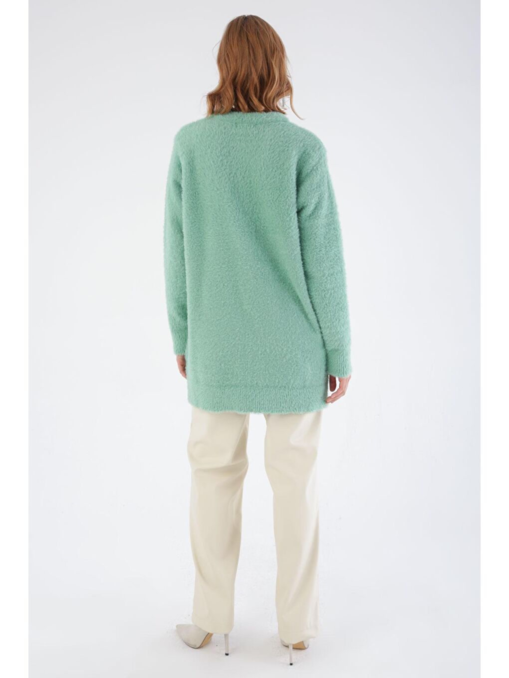 Turkuaz Su Yeşili Bisiklet Yaka Triko Tunik-3