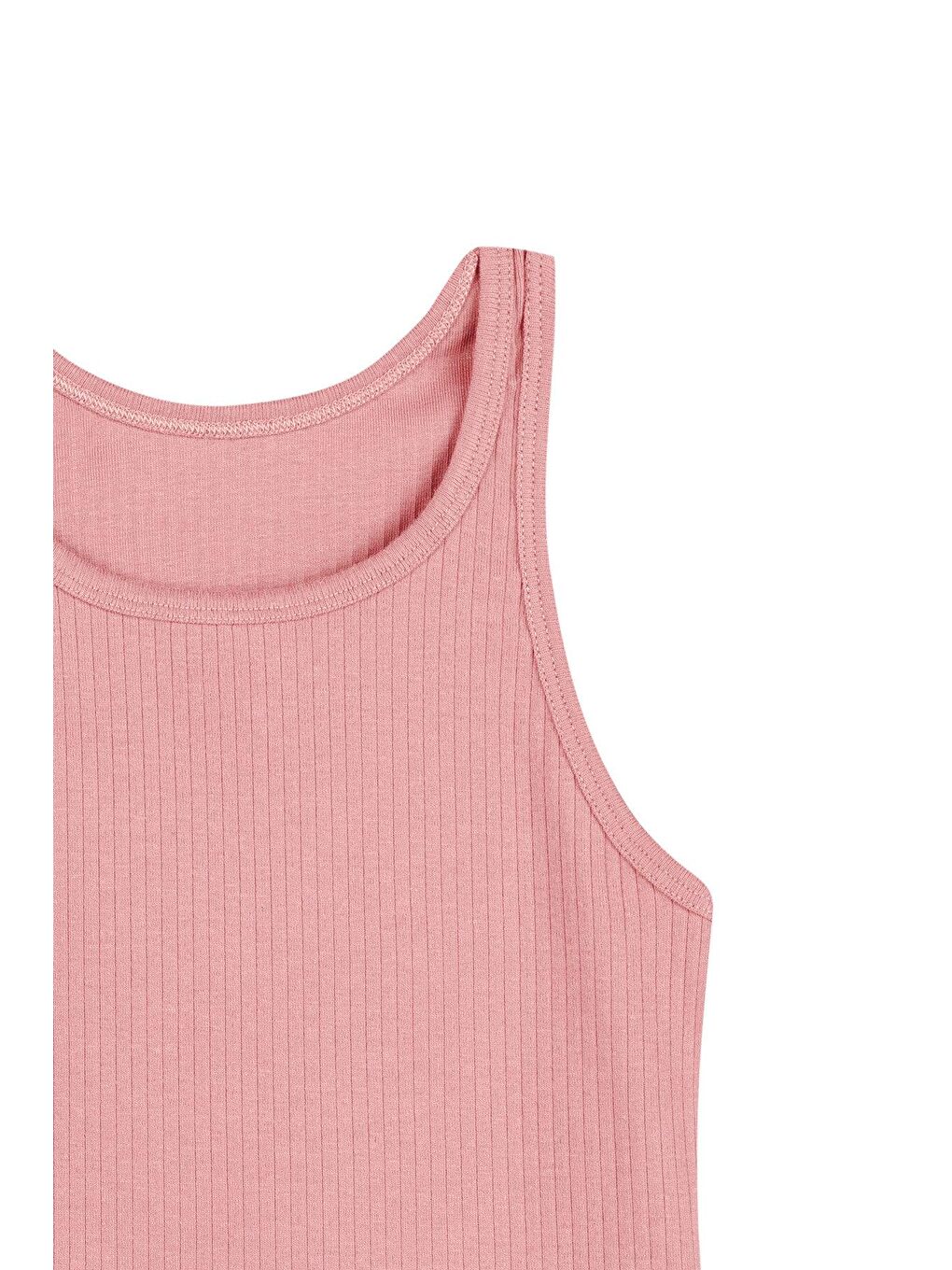 Bej Pamuklu Kalın Askılı Fitilli Crop Kısa Kadın Atlet-1