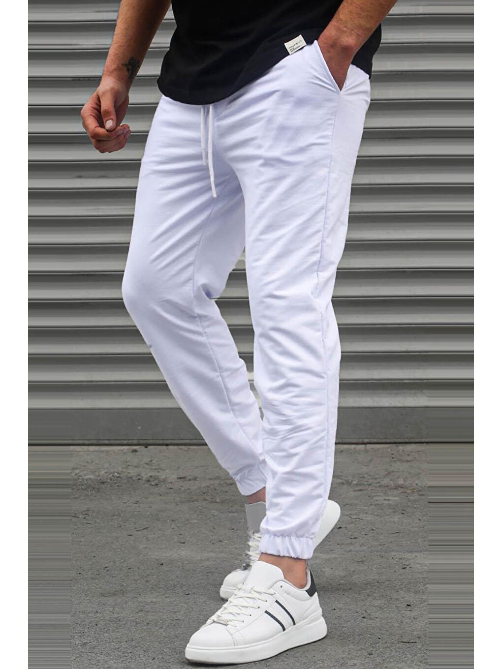 Madmext Beyaz Basic Paçası Lastikli Erkek Eşofman 5494
