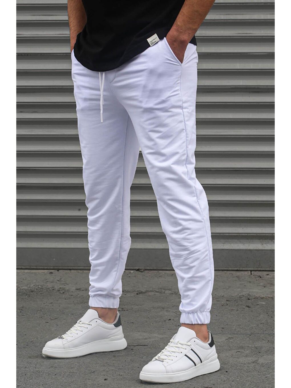 Madmext Beyaz Basic Paçası Lastikli Erkek Eşofman 5494 - 1