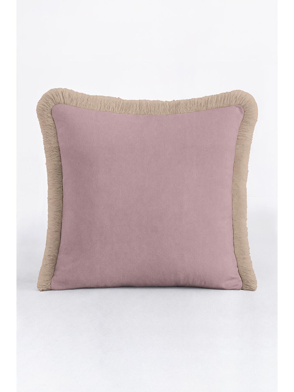 Karışık Vintage Lüks Pudra Saçaklı Yastık Kılıfı - Soft Pastel Country Bej Püsküllü Kırlent Kılıfı-1