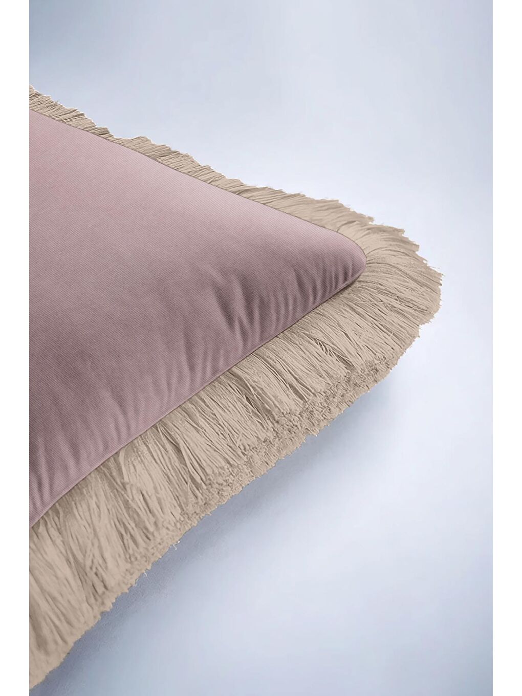 Karışık Vintage Lüks Pudra Saçaklı Yastık Kılıfı - Soft Pastel Country Bej Püsküllü Kırlent Kılıfı-6