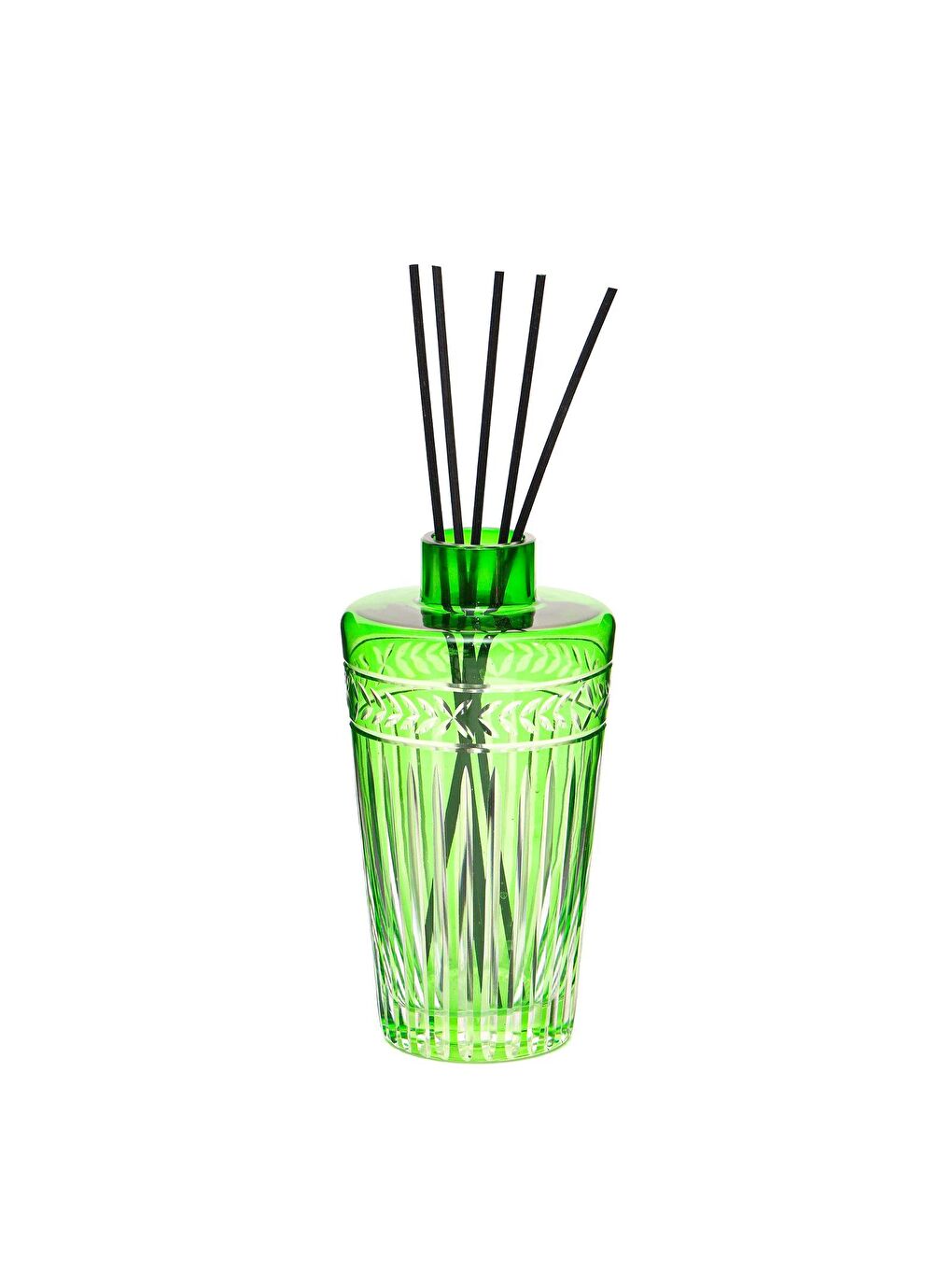 Yeşil Kristal Kesme Cam Şişe Oud Vanilya Oda Kokusu (23 cm)