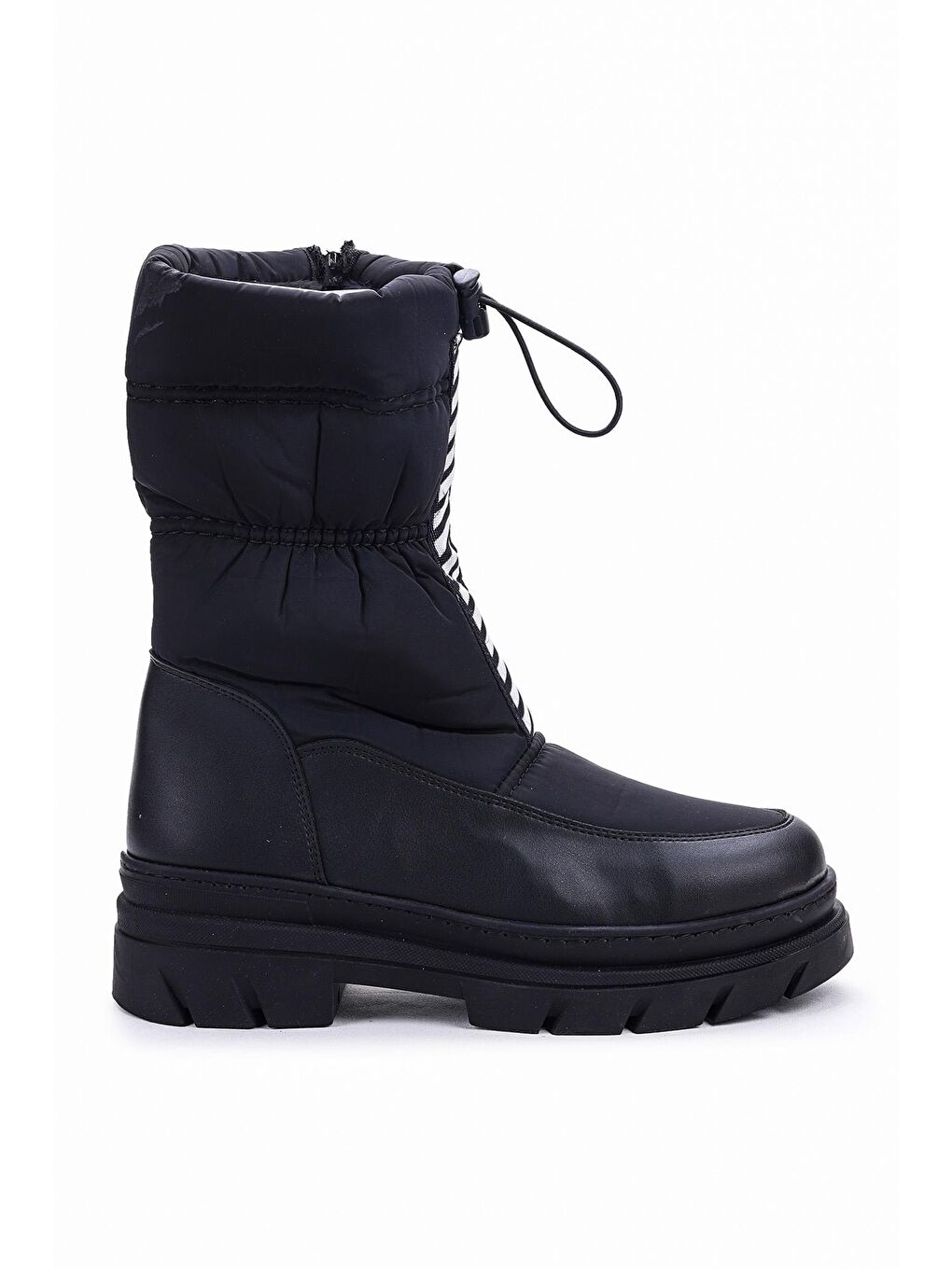 Siyah Fermuarlı Termo Taban Kadın Kar Bot Ayakkabı Fls 09-010-3