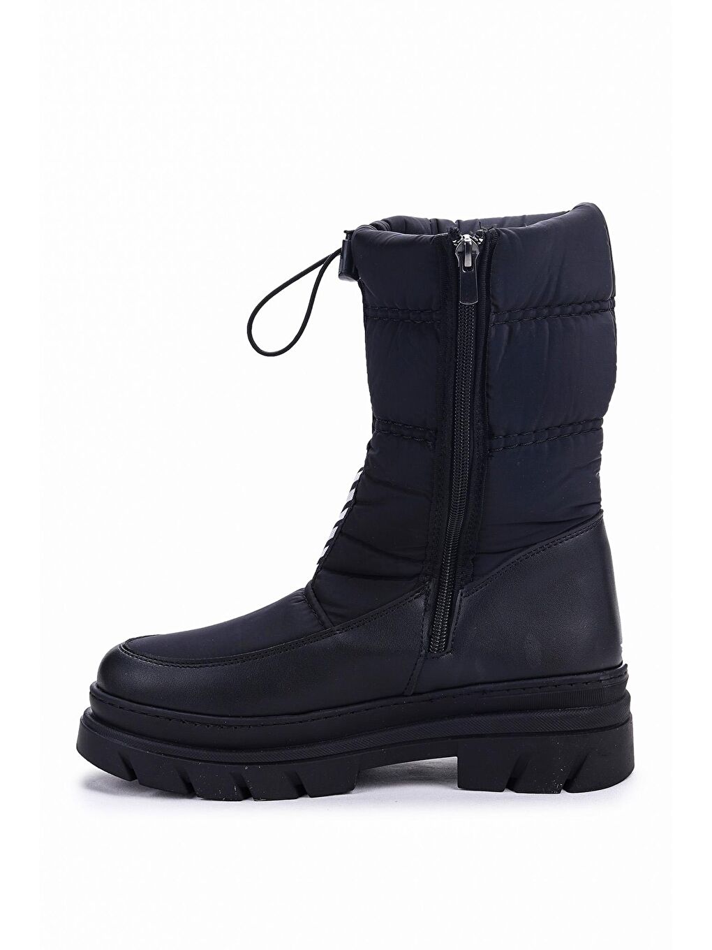 Siyah Fermuarlı Termo Taban Kadın Kar Bot Ayakkabı Fls 09-010-4