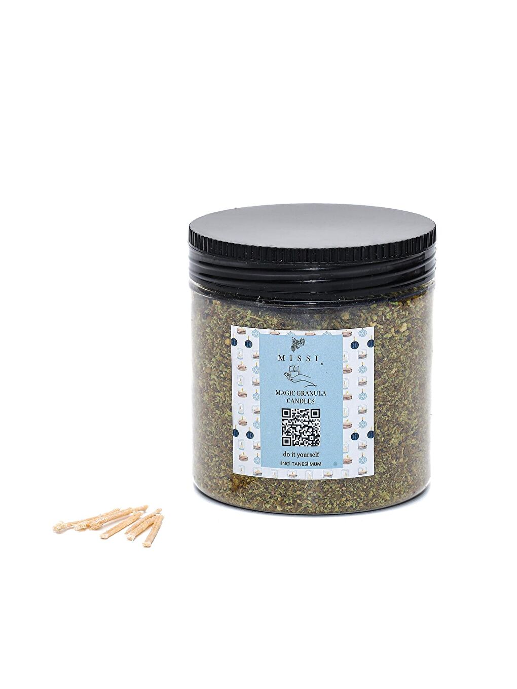 White Jasmine Kokulu Yeşil Yaratıcı İnci Tozu Mum (30 adet fitil ile birlikte)-250 gr-2