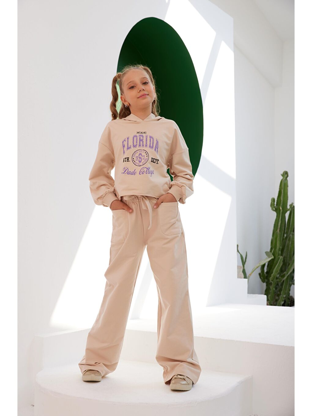 Bej Kız Çocuk Florida College Kapüşonlu SweatShirt-2