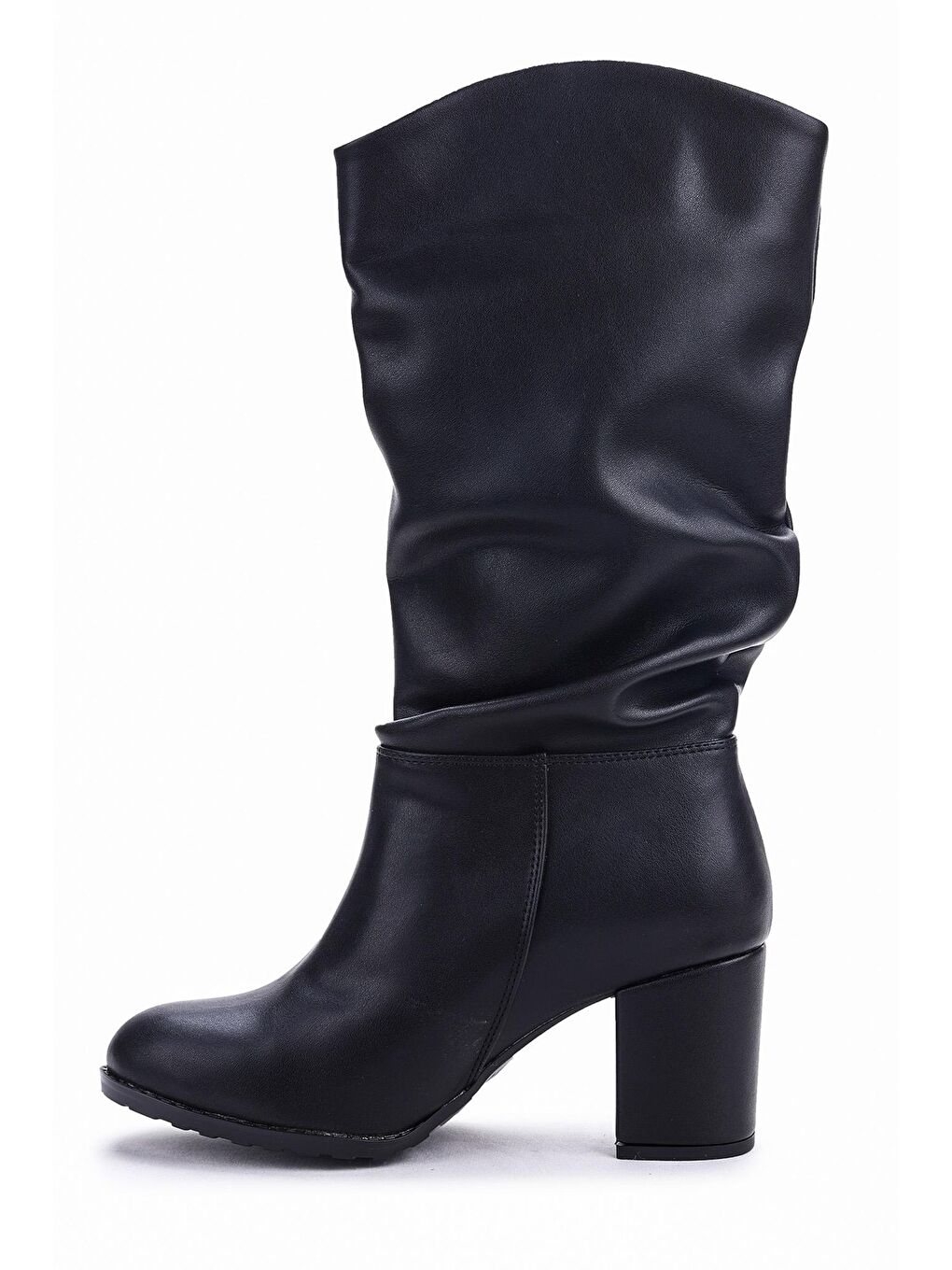Siyah Cilt Körüklü Kadın Çizme 7 Cm Topuklu Bot Fls 18-114-4