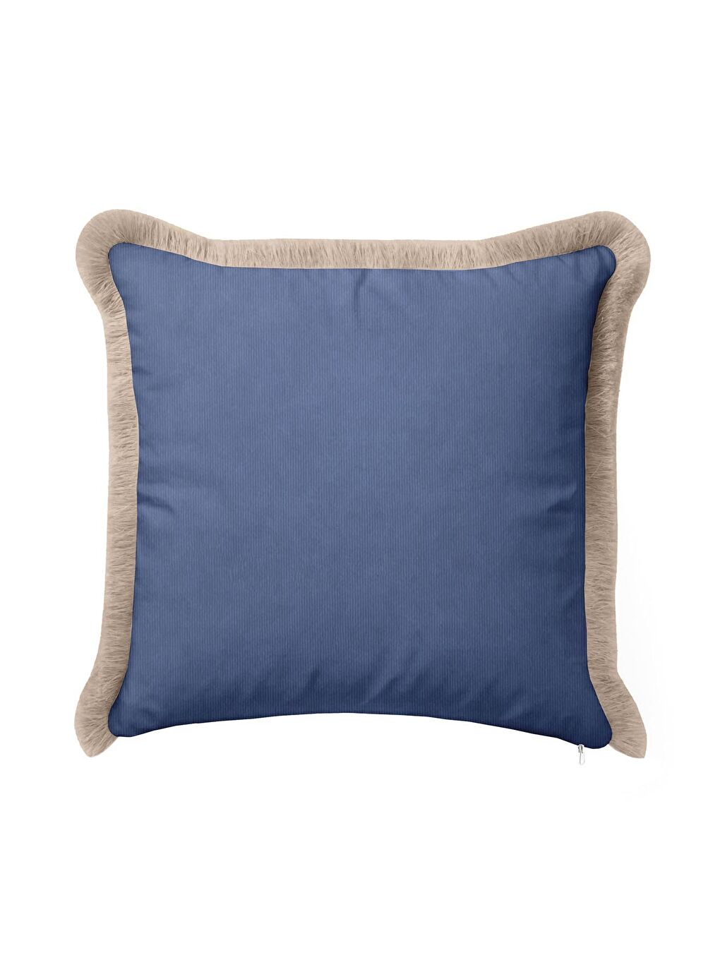 Karışık Zarif İpeksi Saçaklı Yastık Kılıfı - Klasik Mavi Bej Modern Püsküllü Kırlent Kılıfı-3