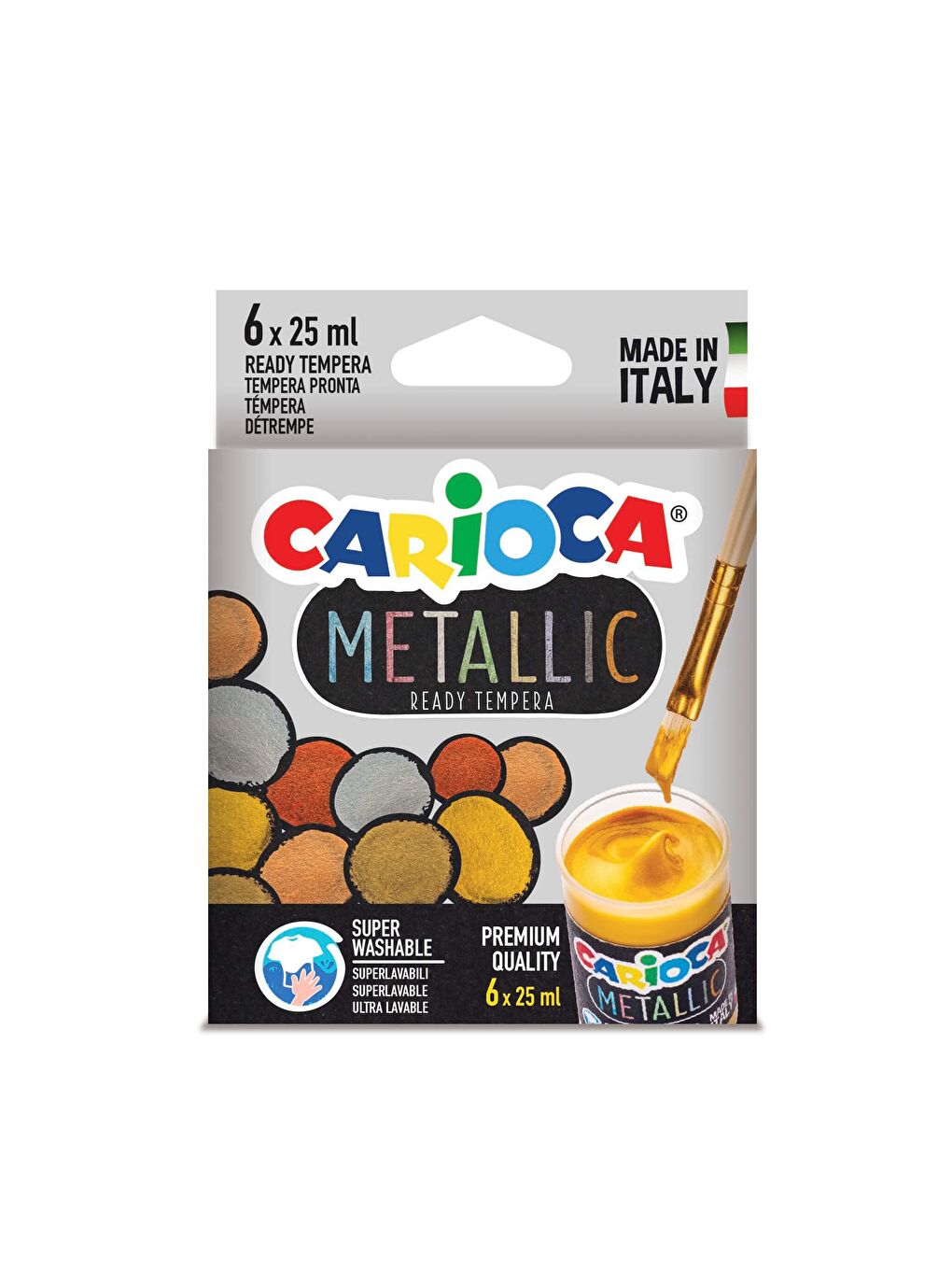 CARIOCA Karışık Tempera Boya (Süper Yıkanabilir) Metalik 6x25gr - 1