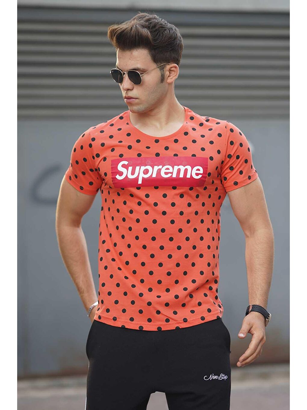 Turuncu Benekli Erkek Tişört 2640