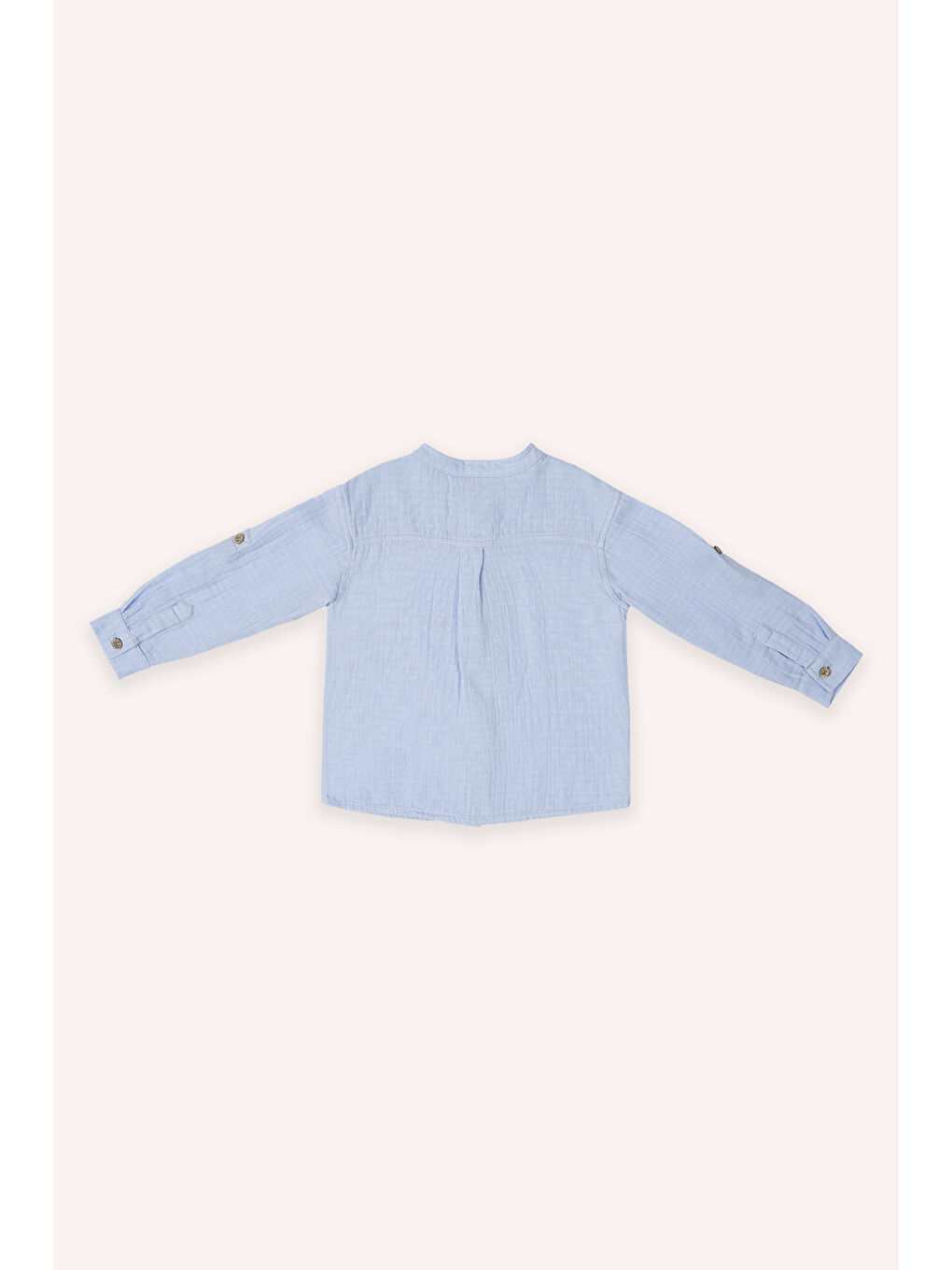 Erkek Çocuk Mavi Uzun Kollu Müslin Gömlek-2