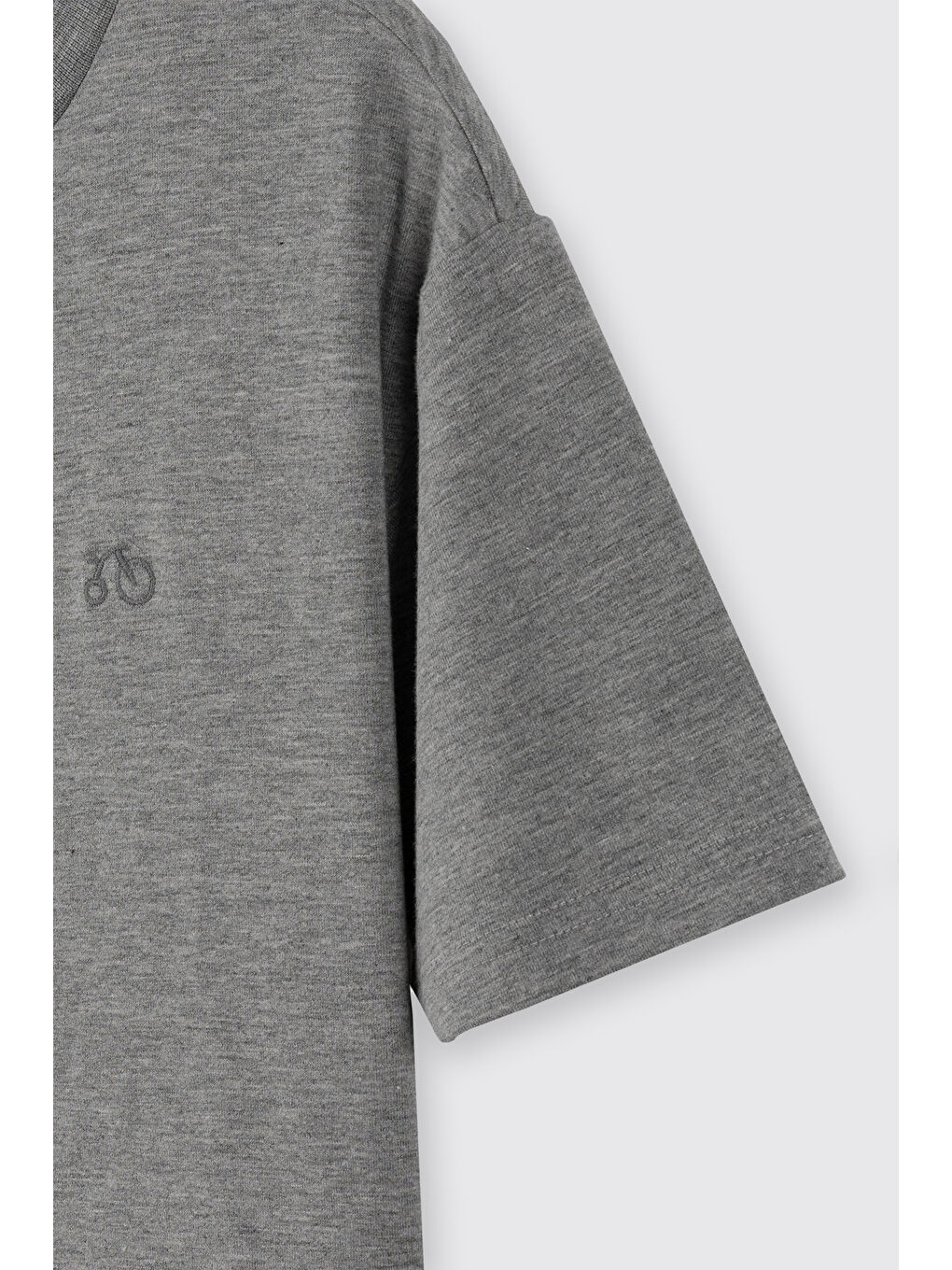 Erkek Çocuk Kısa Kollu Bisiklet Yaka Gri-Melanj Tişört-1