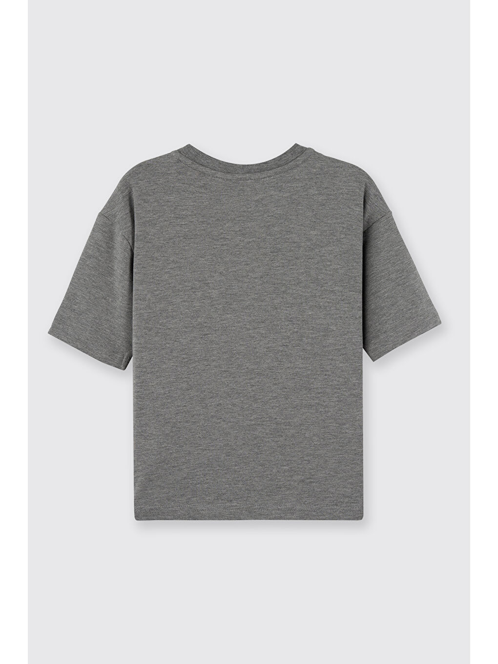 Erkek Çocuk Kısa Kollu Bisiklet Yaka Gri-Melanj Tişört-2