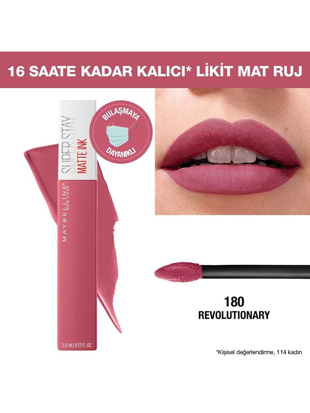 Super Stay Matte Ink Likit Mat Ruj - 180 Revolutionary (Pembe)-8
