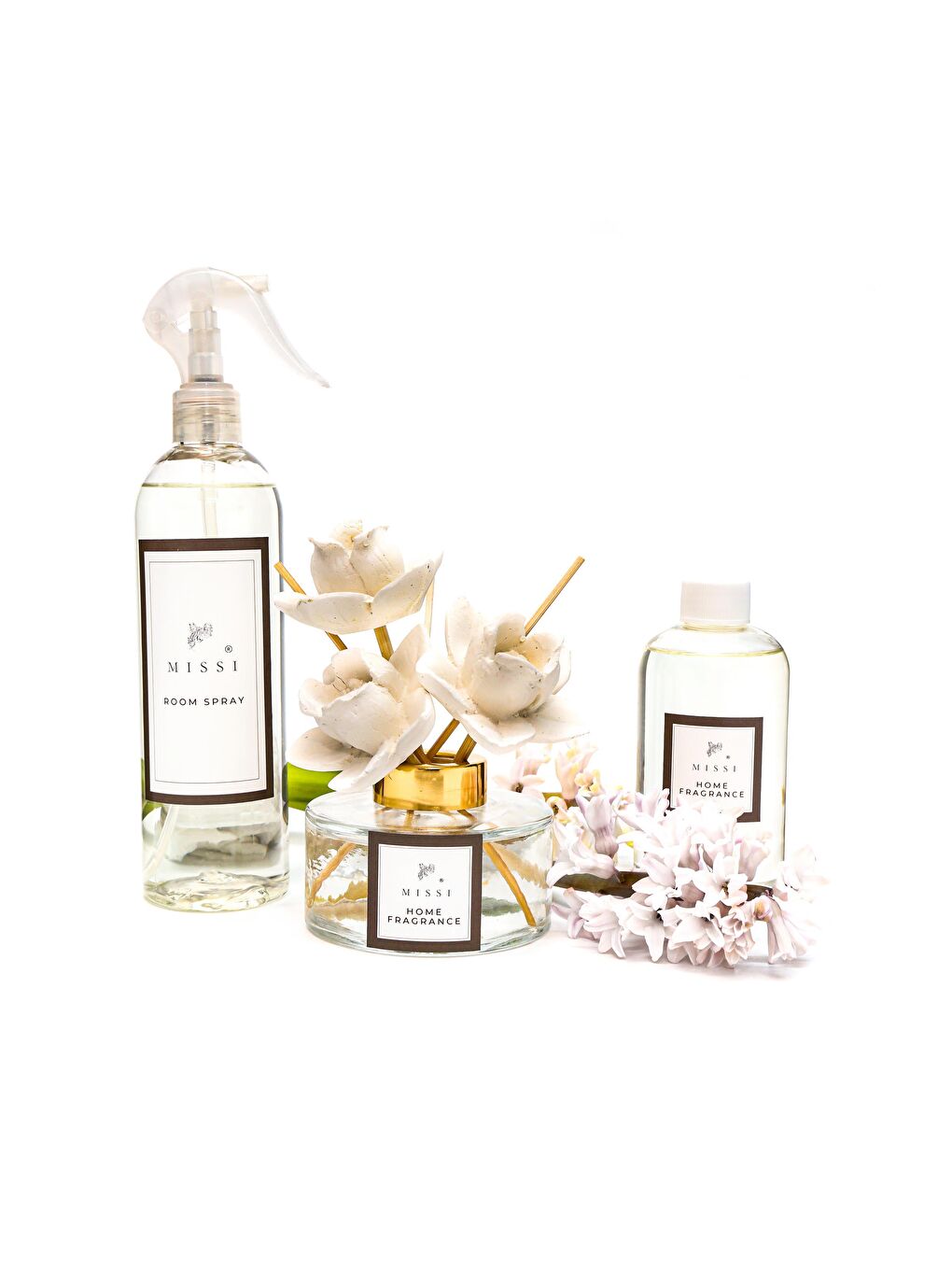 Ekru 150 ml Seramik Gül Taşlı Bambu Çubuklu White Jasmine Oda Kokusu-2