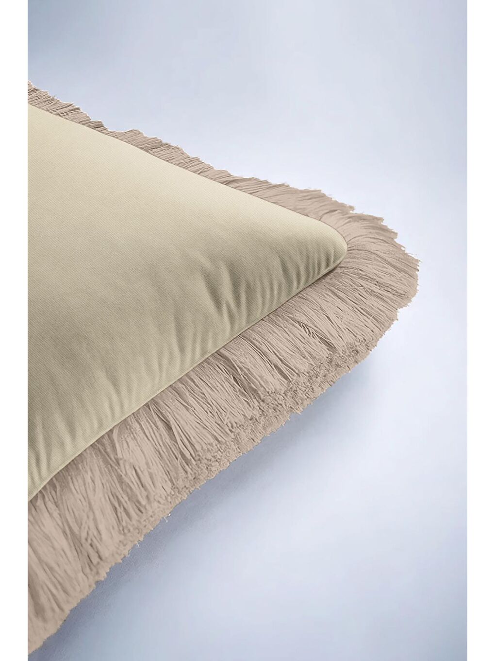 Karışık Luxury Bej Saçaklı Yastık Kılıfı - Naturel Bohem Bej Krem Püsküllü Kırlent Kılıfı-6